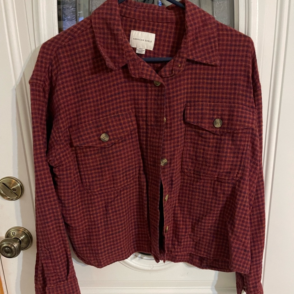 American Eagle Cropped Flannel